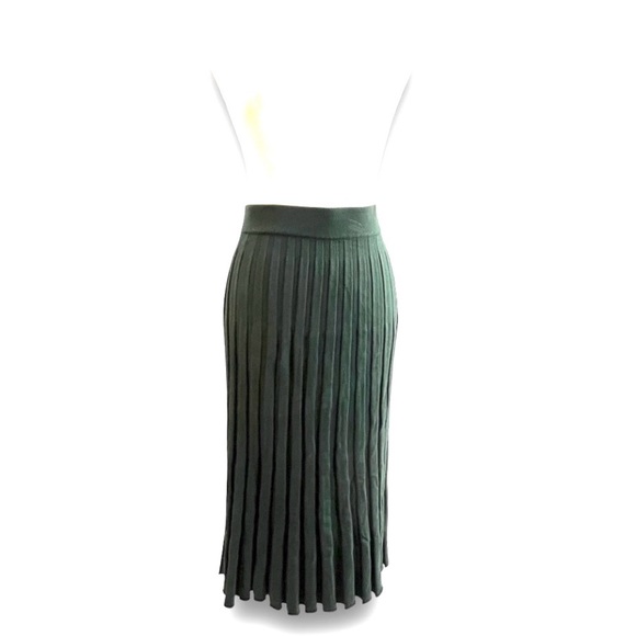 A NEW DAY Forest Green pleated knit Maxi Skirt SZ M - Picture 6 of 9